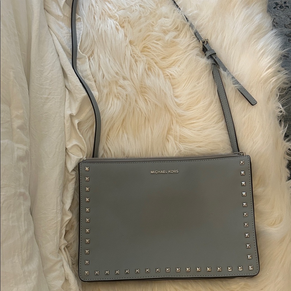 Michael Kors Gray Studded Crossbody Bag